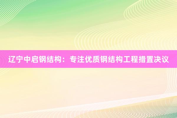 辽宁中启钢结构：专注优质钢结构工程措置决议